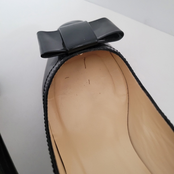 KATE SPADE Classic New York Patent Leather Block Low  Heel Bows Black 8 - Picture 7 of 11